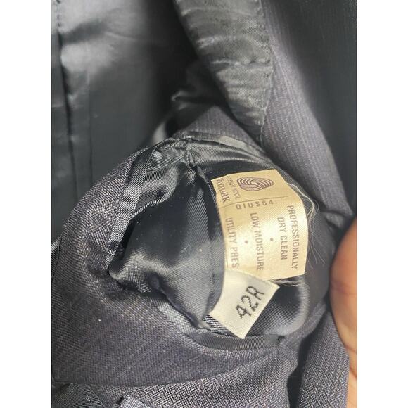 Hart Schaffner Marx Gold Trumpeter Blazer Jacket‎ Wool Pinstripe Blue Size 42R - Picture 4 of 4